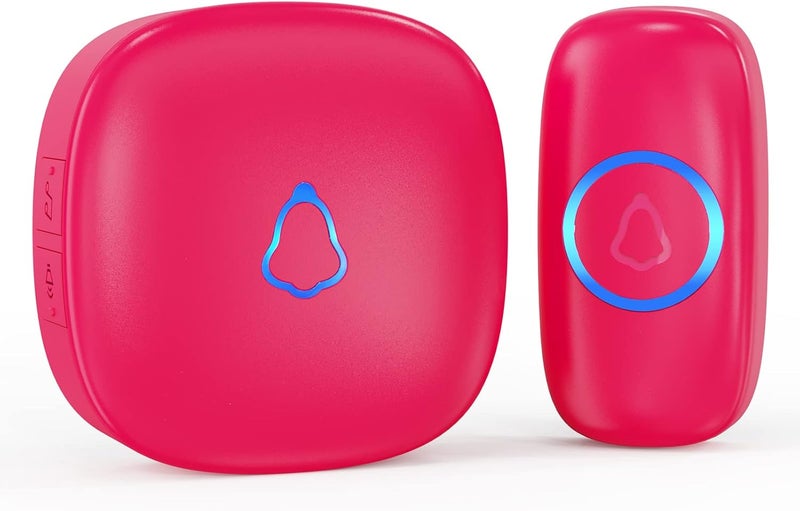 SECRUI Wireless Doorbells for Home, Classrooms, Apartments, Businesses, etc. Easy to Use, Adjustable Volume, 58 Chimes, Colorful LED, Waterproof, 1000Ft Range, M520+F55, Rose Red - Image 1